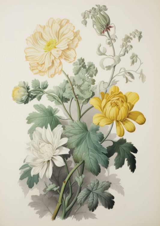 Vintage Inspired Flowers Art Print