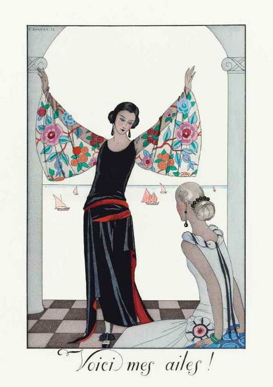 'Voici mes ailes!'' Wings French Vintage Fashion Art Print