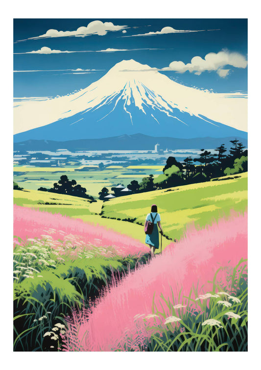 Walking to Mount Fuji Art Print