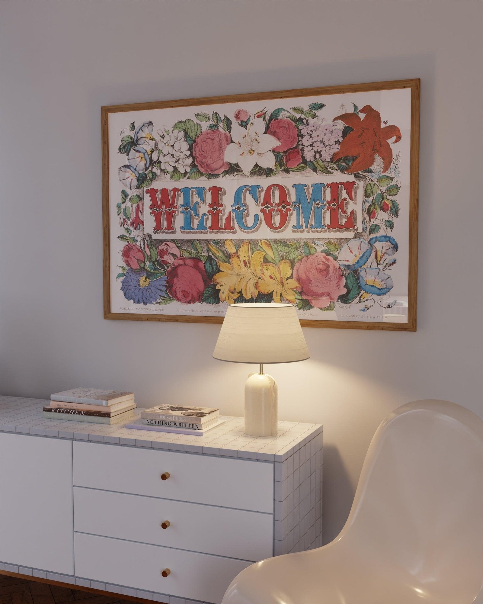 Welcome Floral Vintage Art Print-Skudaboo