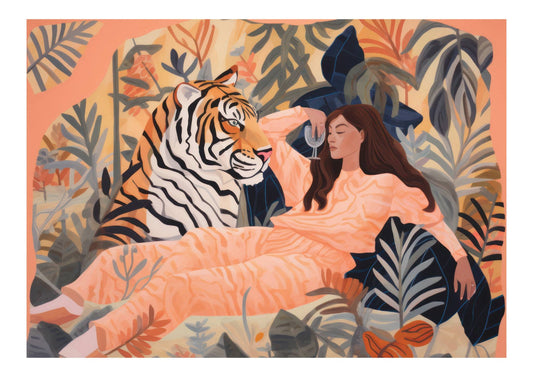 Woman & Tiger Art Print