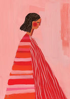Women with Pink Stripe Dress Art Print-Skudaboo
