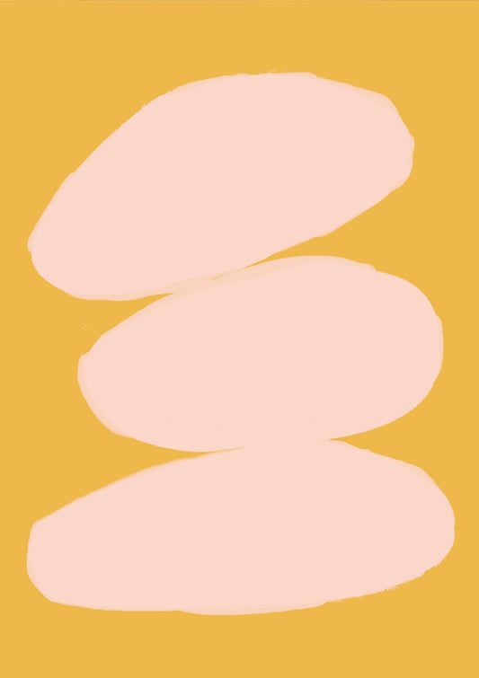 Yellow & Pink Abstract Shapes Art Print