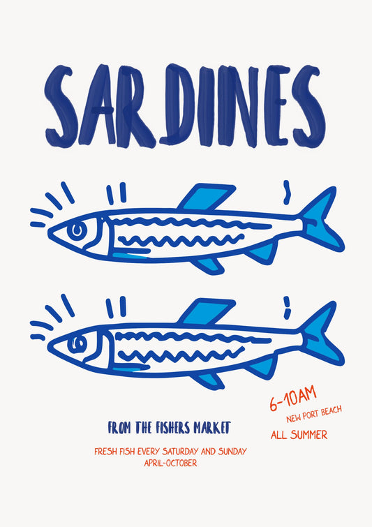 a poster for sardines featuring two fish