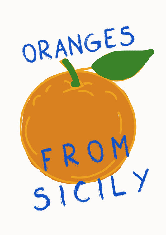 a drawing of an orange with the words oranges from sicilian