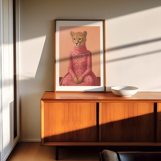 Skudaboo Cat Art print in Wooden Side Board