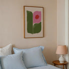 Pink and Green Abstract Flower Art Print-Skudaboo
