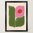 Pink and Green Abstract Flower Art Print-Skudaboo