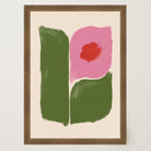 Pink and Green Abstract Flower Art Print-Skudaboo