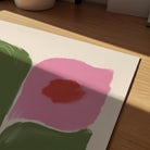 Pink and Green Abstract Flower Art Print-Skudaboo