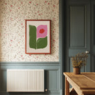 Pink and Green Abstract Flower Art Print-Skudaboo