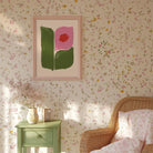 Pink and Green Abstract Flower Art Print-Skudaboo