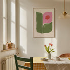 Pink and Green Abstract Flower Art Print-Skudaboo