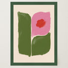 Pink and Green Abstract Flower Art Print-Skudaboo