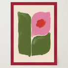Pink and Green Abstract Flower Art Print-Skudaboo