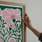 Pink & Green Abstract Floral Art Print-Skudaboo