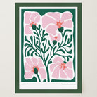 Pink & Green Abstract Floral Art Print-Skudaboo