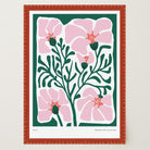 Pink & Green Abstract Floral Art Print-Skudaboo
