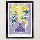 Yellow Mimos Flower in Vase Art Print-Skudaboo