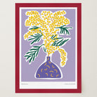 Yellow Mimos Flower in Vase Art Print-Skudaboo