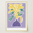 Yellow Mimos Flower in Vase Art Print-Skudaboo