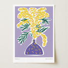 Yellow Mimos Flower in Vase Art Print-Skudaboo