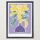 Yellow Mimos Flower in Vase Art Print-Skudaboo