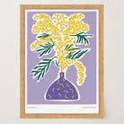 Yellow Mimos Flower in Vase Art Print-Skudaboo