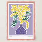 Yellow Mimos Flower in Vase Art Print-Skudaboo