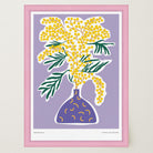 Yellow Mimos Flower in Vase Art Print-Skudaboo