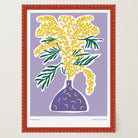 Yellow Mimos Flower in Vase Art Print-Skudaboo