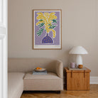 Yellow Mimos Flower in Vase Art Print-Skudaboo