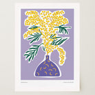 Yellow Mimos Flower in Vase Art Print-Skudaboo