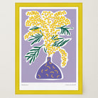 Yellow Mimos Flower in Vase Art Print-Skudaboo