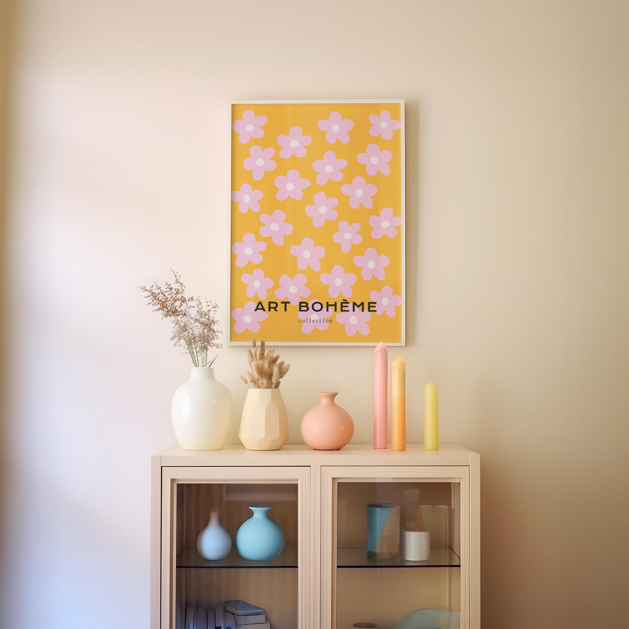 Daisy Floral Pattern Art Print-Skudaboo