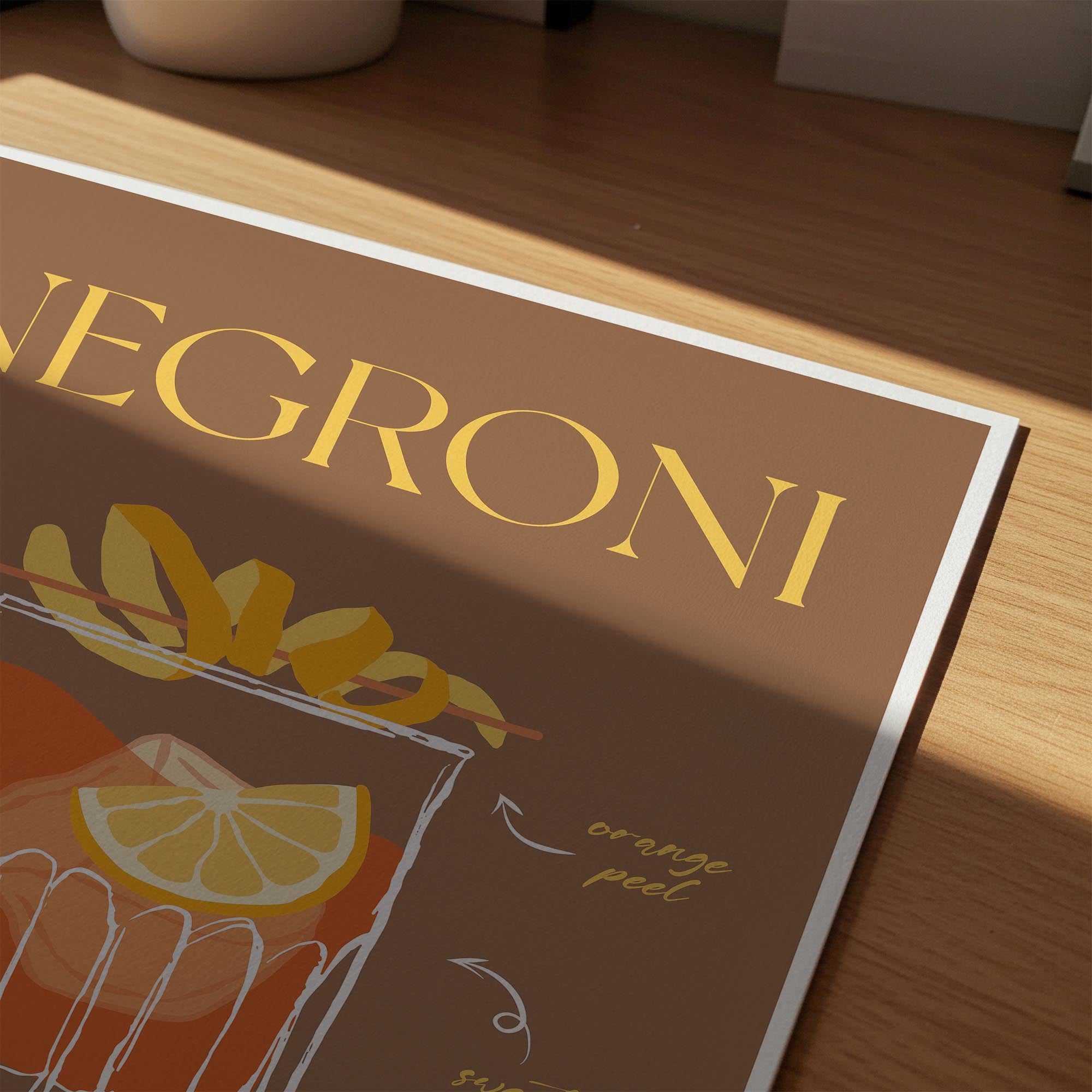 Negroni Cocktail Wall Art Print-Skudaboo