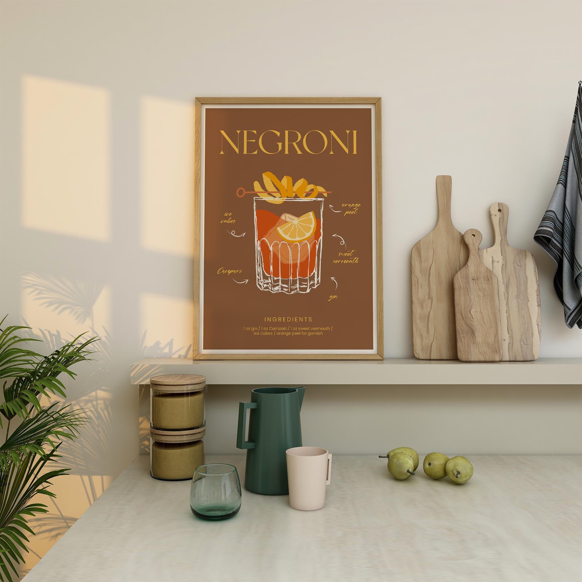 Negroni Cocktail Wall Art Print-Skudaboo