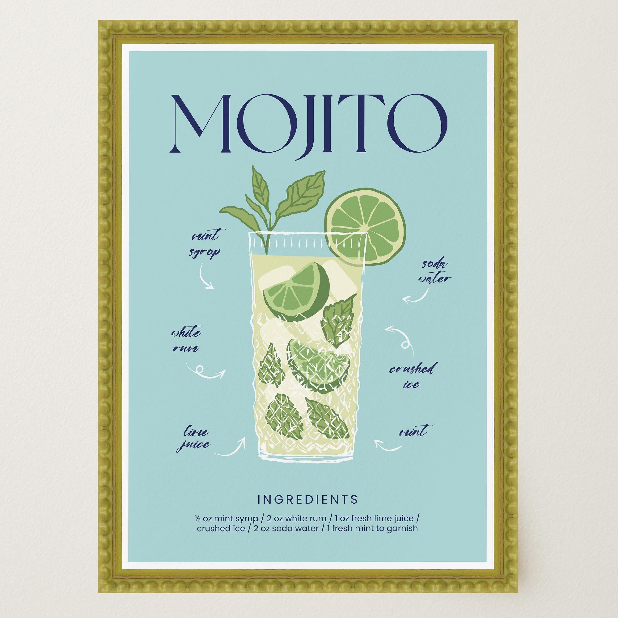 Mojito Cocktail Wall Art Print-Skudaboo