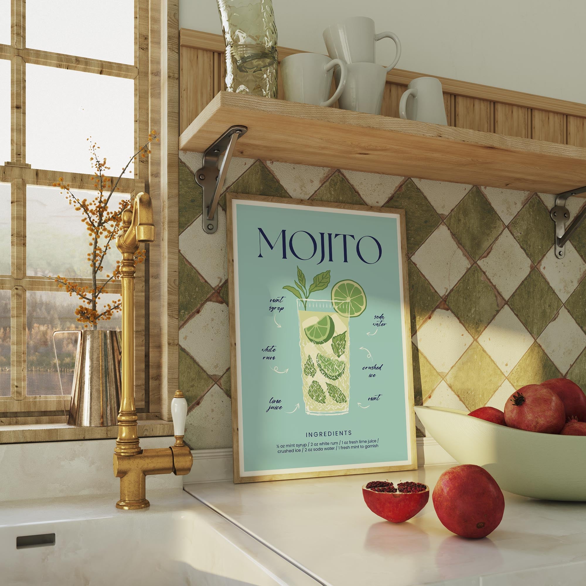 Mojito Cocktail Wall Art Print-Skudaboo