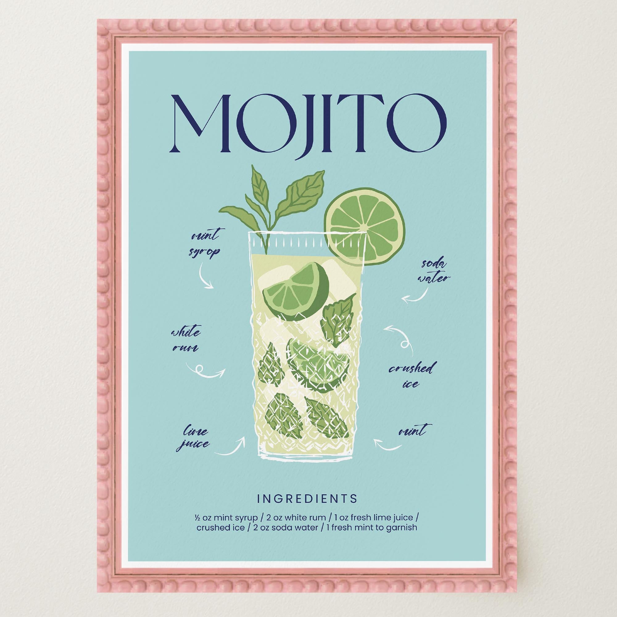 Mojito Cocktail Wall Art Print-Skudaboo