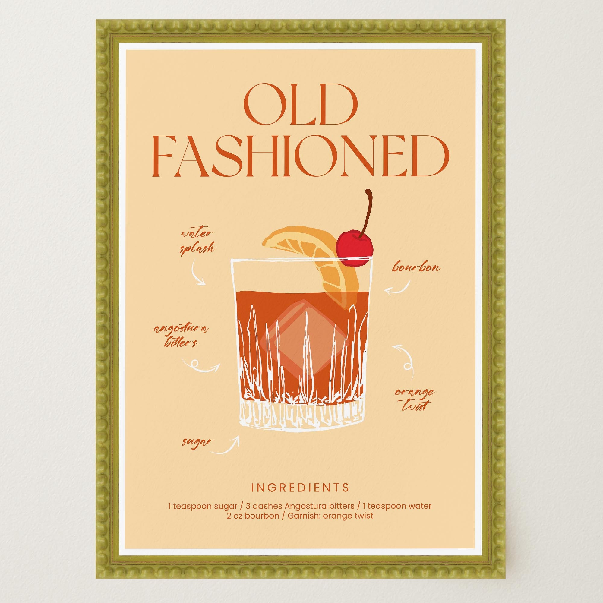 Old Fashioned Cocktail Wall Art Print-Skudaboo