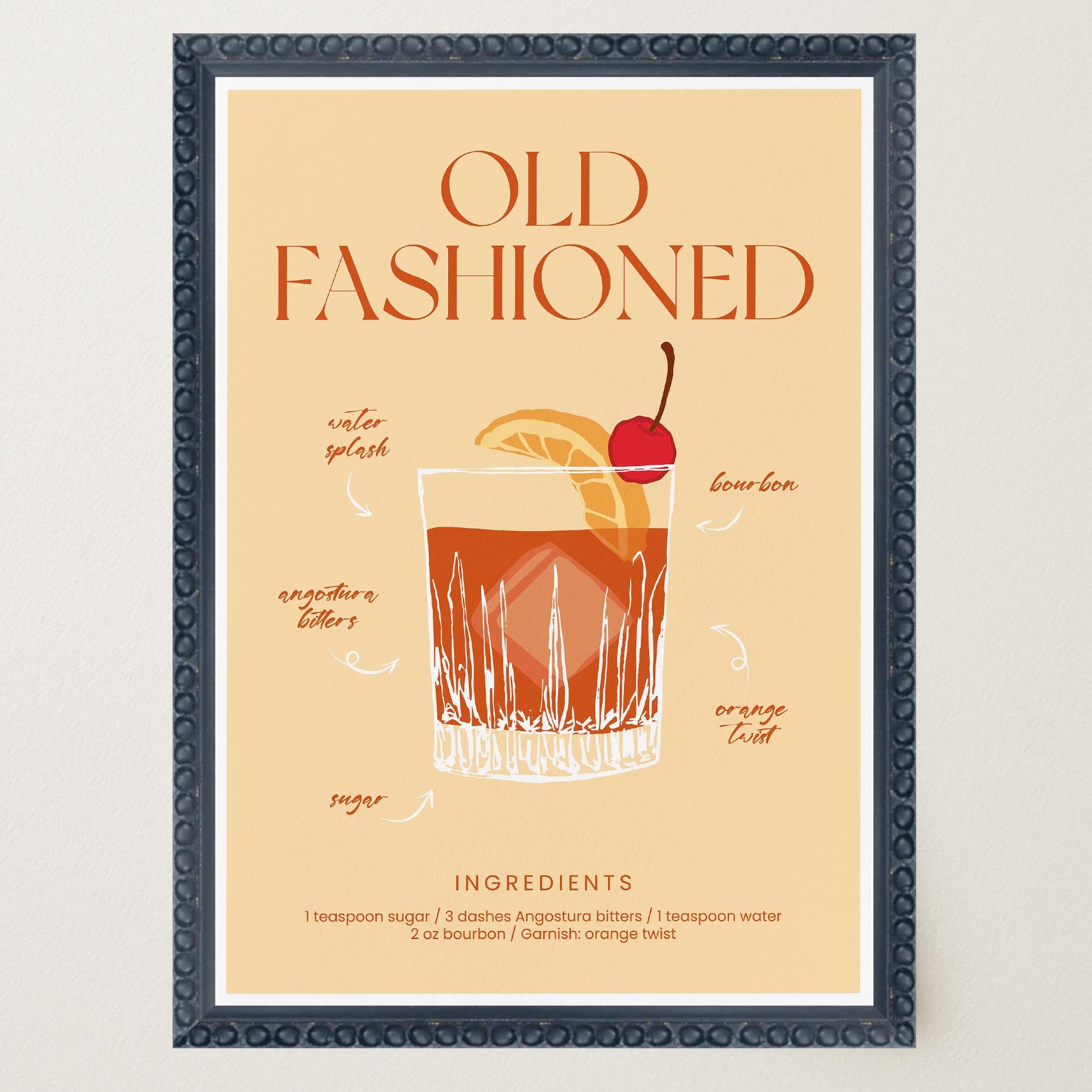 Old Fashioned Cocktail Wall Art Print-Skudaboo