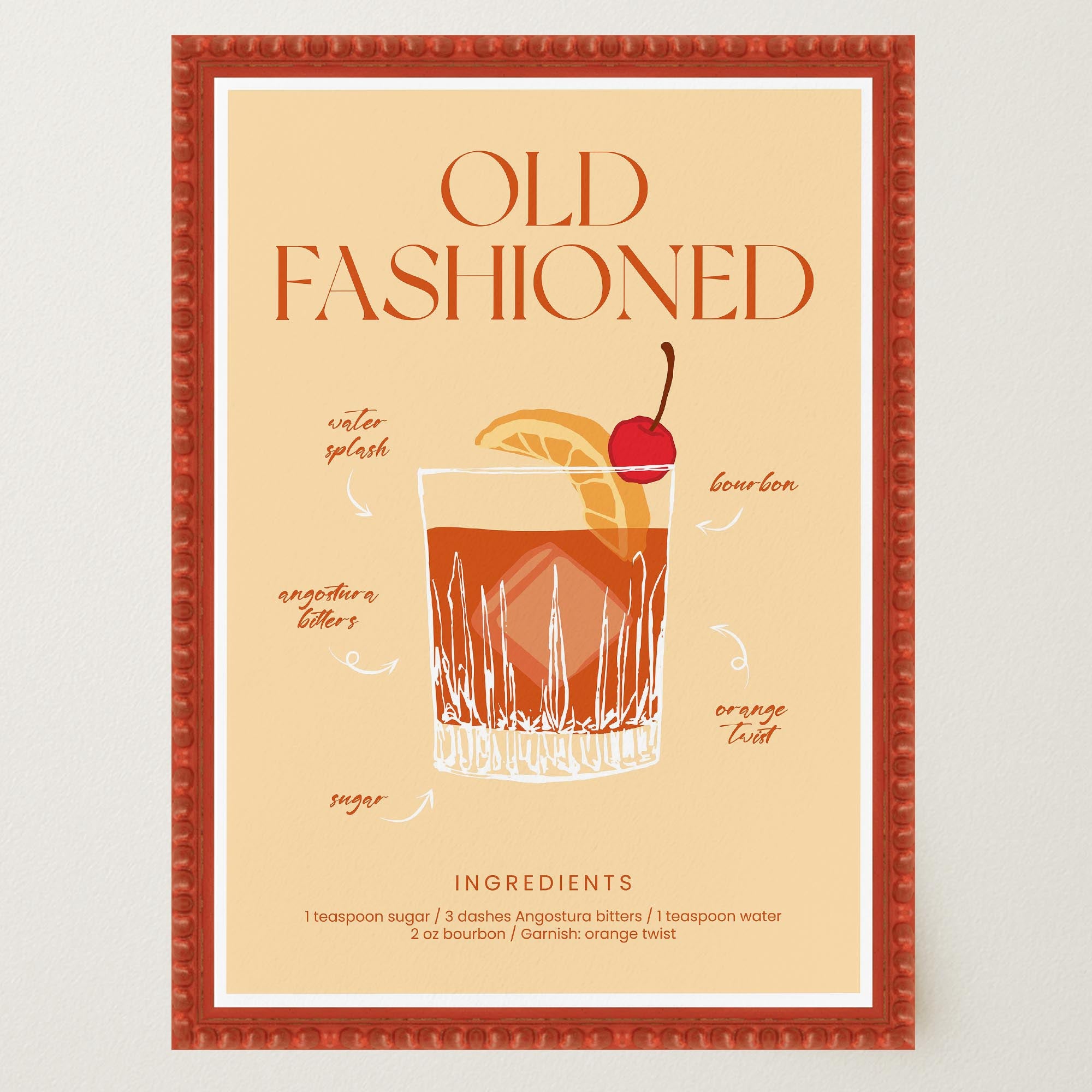 Old Fashioned Cocktail Wall Art Print-Skudaboo