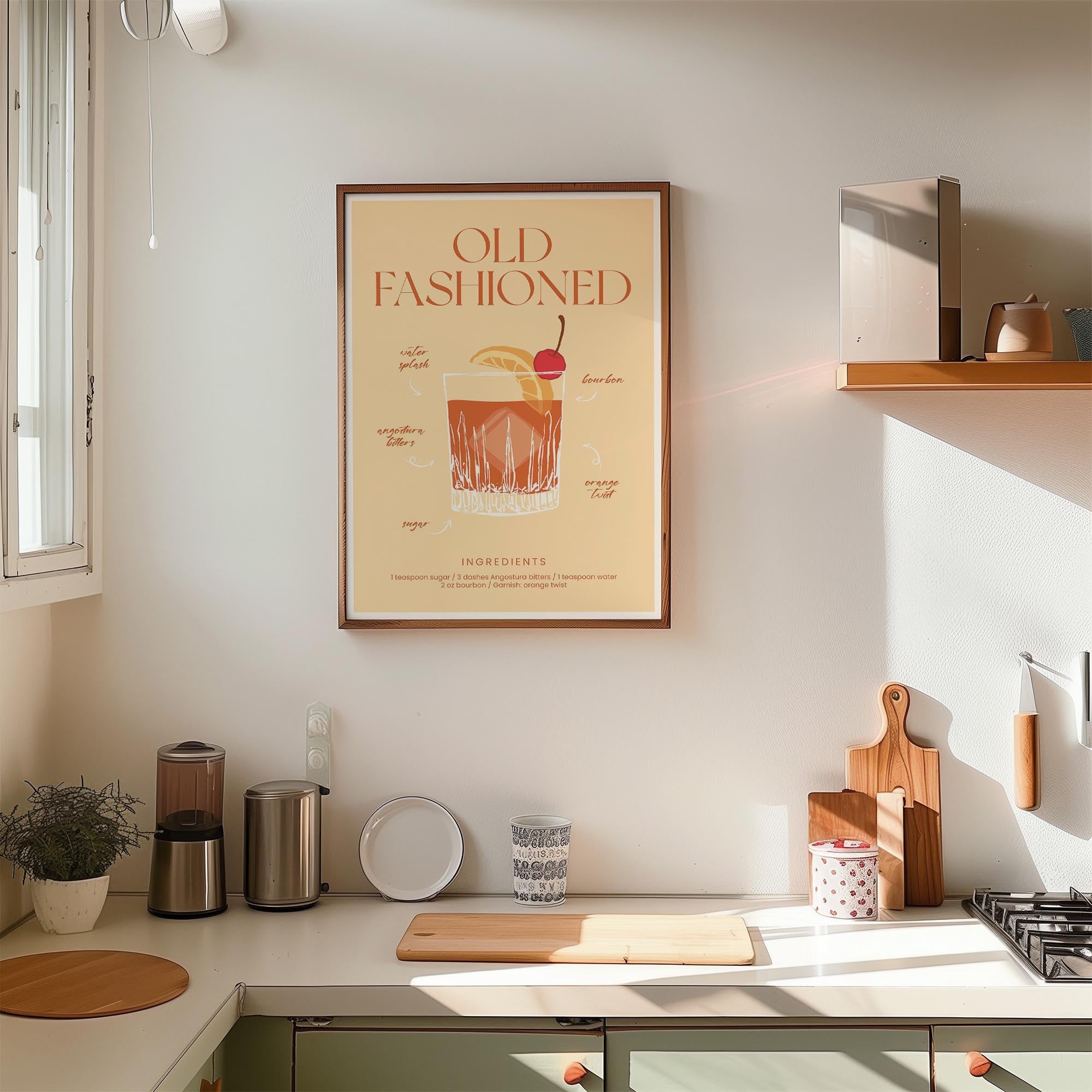 Old Fashioned Cocktail Wall Art Print-Skudaboo