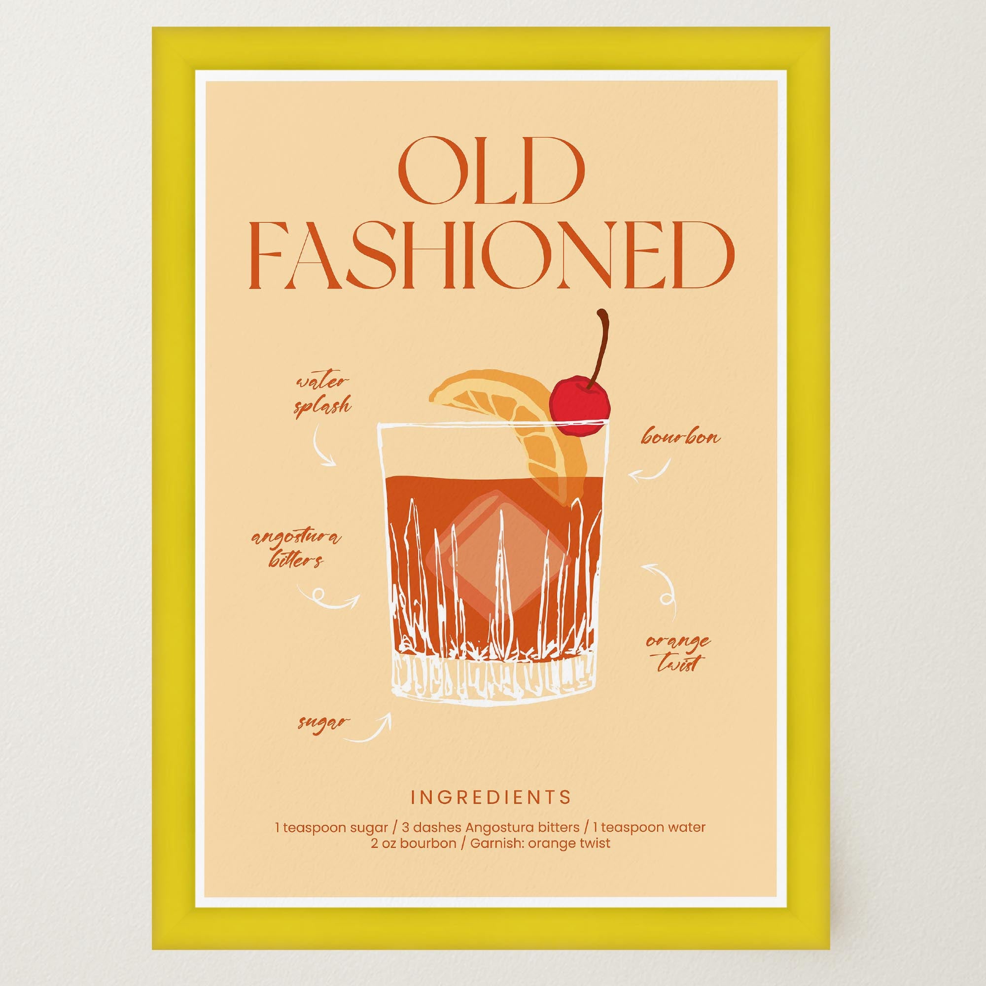 Old Fashioned Cocktail Wall Art Print-Skudaboo