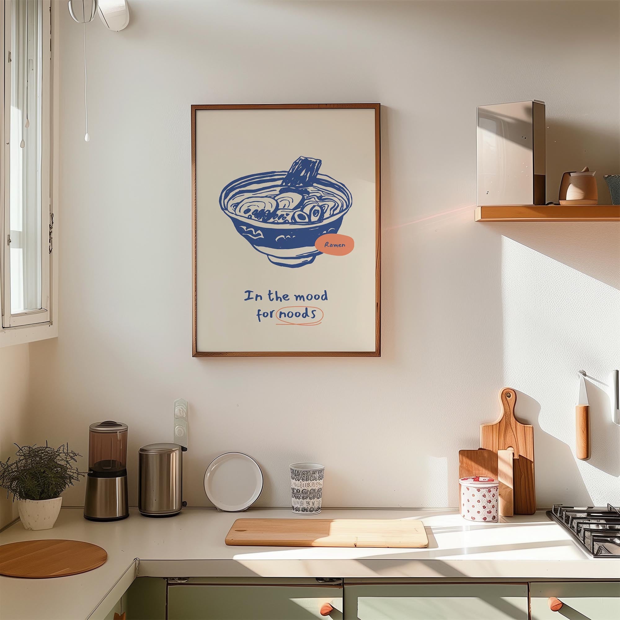 In the Mood for Noods Ramen Noodles Kitchen Wall Art Print-Skudaboo