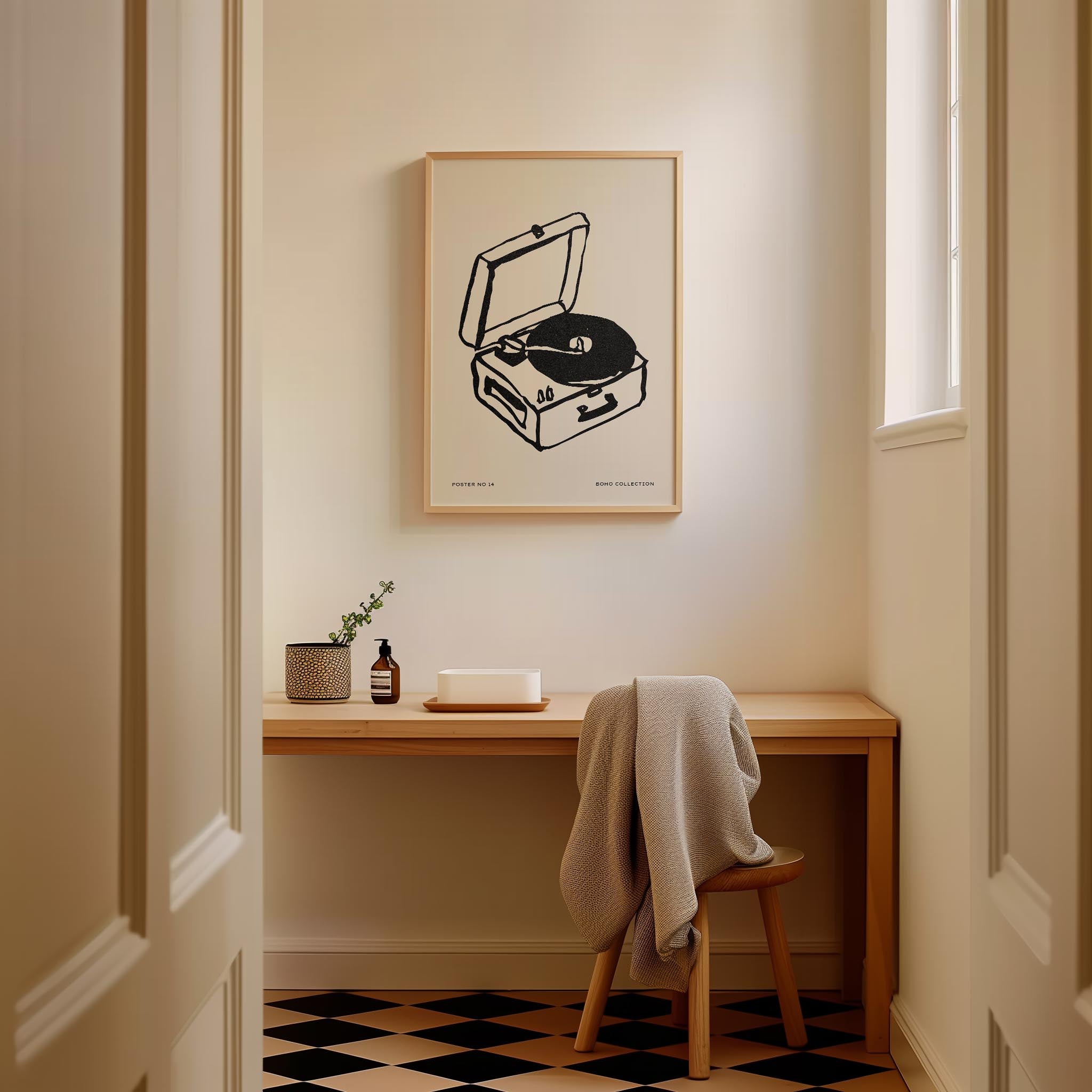 Record Player Wall Art Print-Skudaboo
