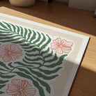 Green Fern & Pink Flowers Botanical Wall Art Print-Skudaboo