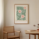 Green Fern & Pink Flowers Botanical Wall Art Print-Skudaboo