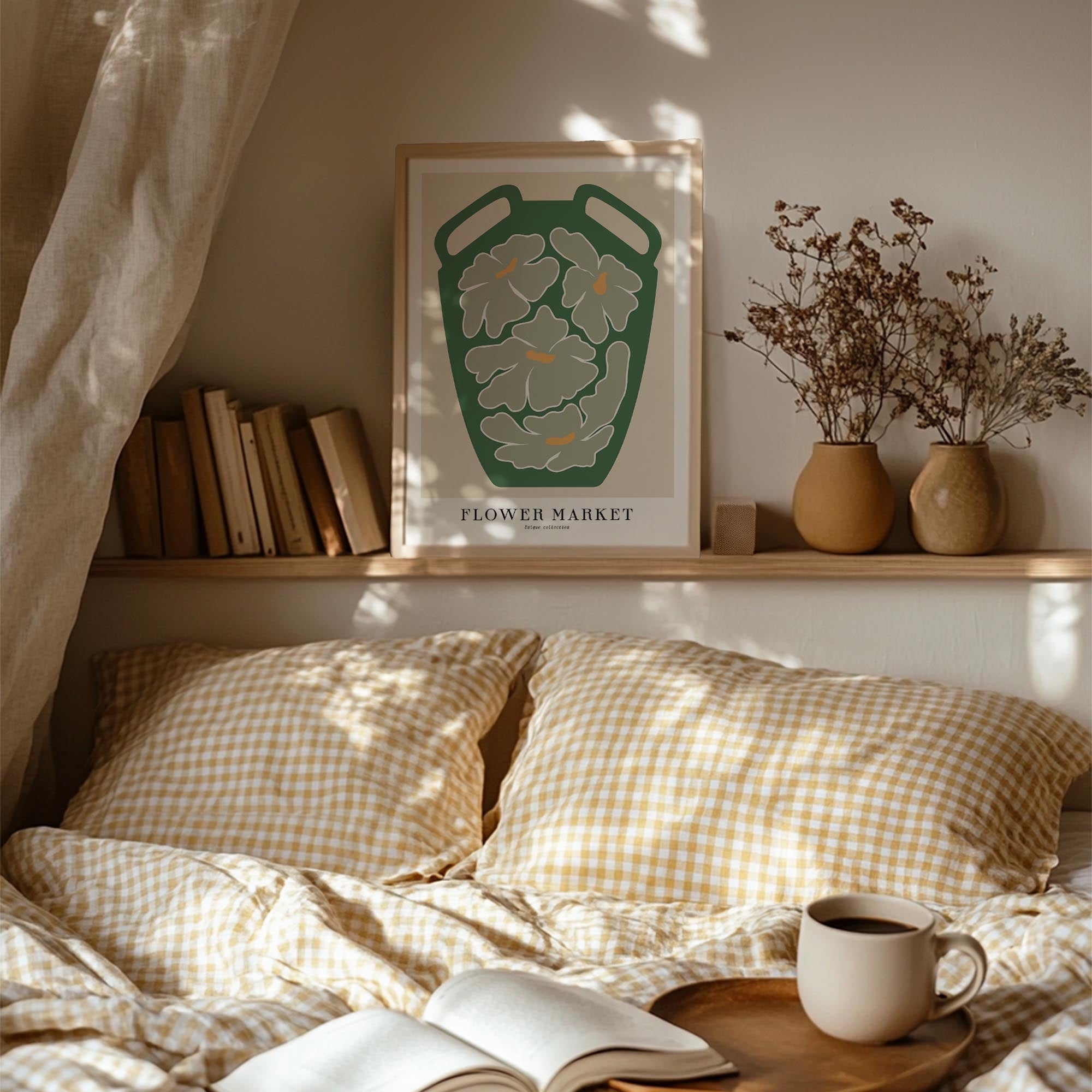 Green Flower Market Wall Art Print-Skudaboo